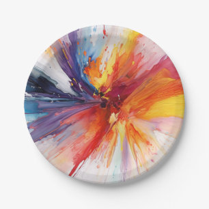 Watercolor Paint Abstract Explosion Paper Plate