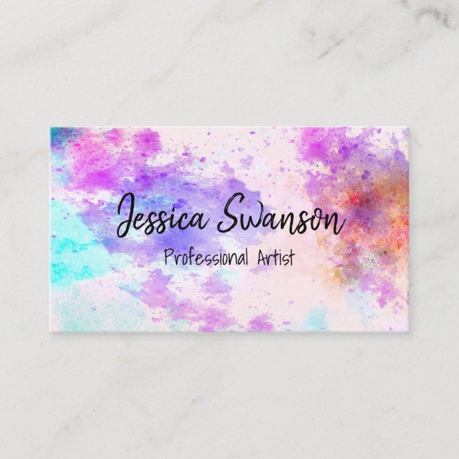 Watercolor Paint | Artistic Colouring Business Card (Front)