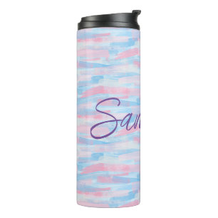 Watercolor paint artistic pastel colour thermal tumbler