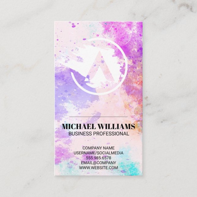 Watercolor Paint Background | Creative Artistic Business Card (Front)