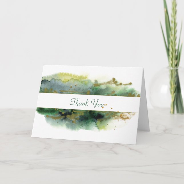 Watercolor Paint Background Thank You Card (Front)