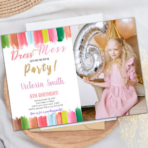 Watercolor Paint Birthday Invitation with Photo