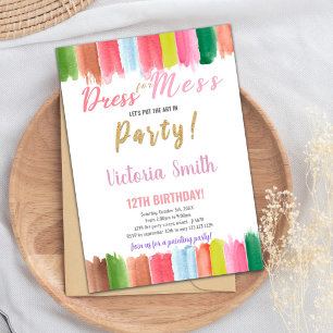 Watercolor Paint Birthday Invitations