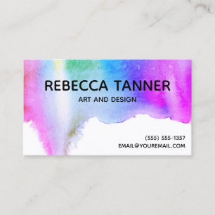Watercolor Paint Colourful Rainbow Blot Art Artist Business Card