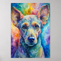 Watercolor Paint Dog Poster 
