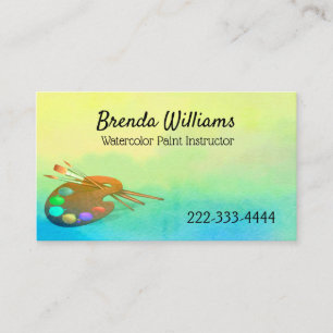 Watercolor paint instructor business card