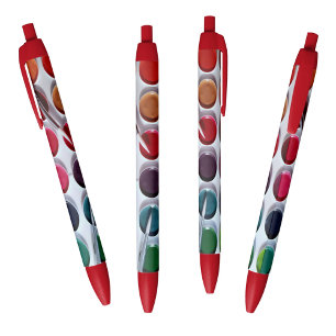 Watercolor Paint Palette Artsy Blue Ink Pen