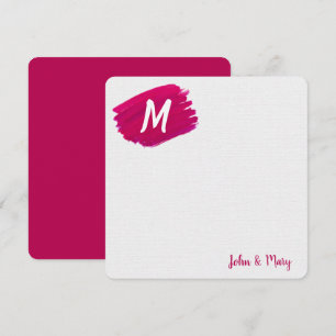 Watercolor Paint Smudge with Monogram   Card