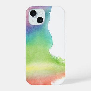 Watercolor Paint Spill Rainbow Abstract iPhone 15 Case