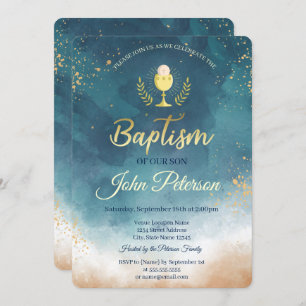 Watercolor Paint Splash Baptism Invitation