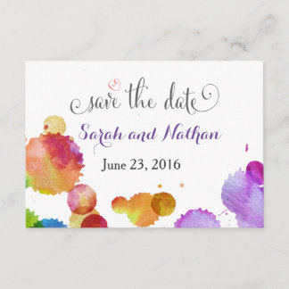 Watercolor paint splats Save the Date
