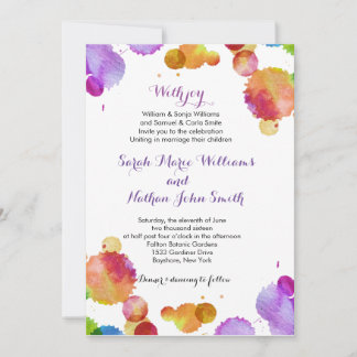 Watercolor paint splats Wedding Invitation