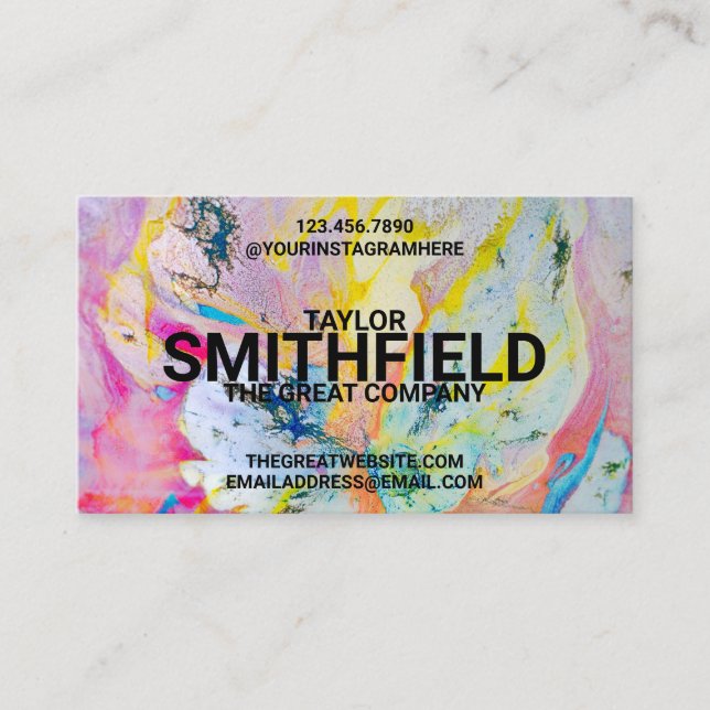 Watercolor Paint Splatter Colour Trendy Business Card (Front)