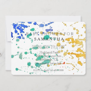 Watercolor Paint Splatters baby shower Invitation