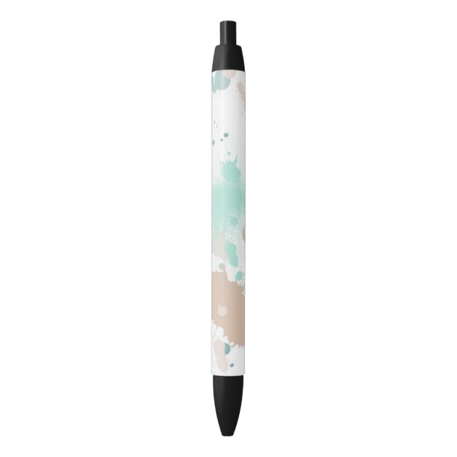 Watercolor Paint Splatters Black Ink Pen (Front Vertical)