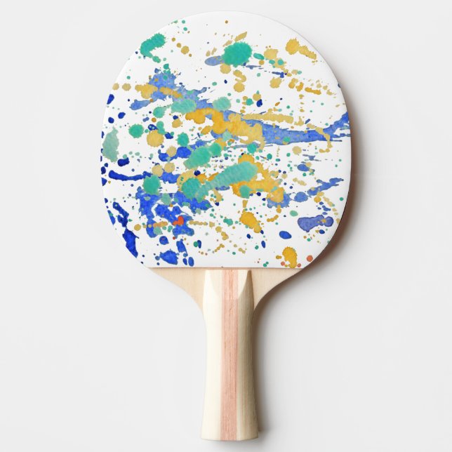Watercolor Paint Splatters Ping Pong Paddle (Front)