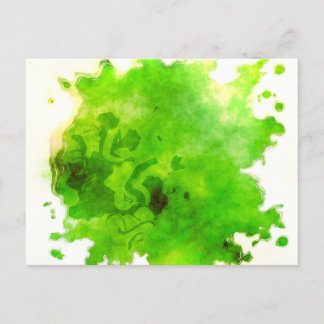 Watercolor Paint Splotches - Green  Postcard