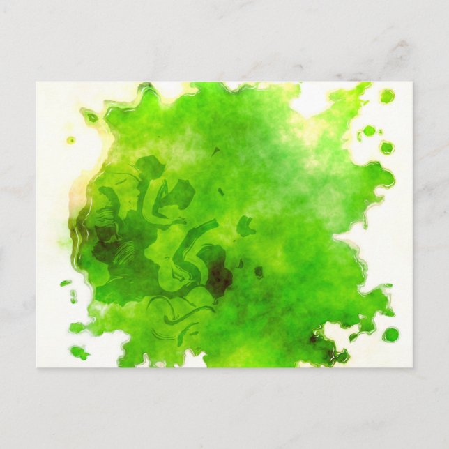 Watercolor Paint Splotches - Green  Postcard (Front)