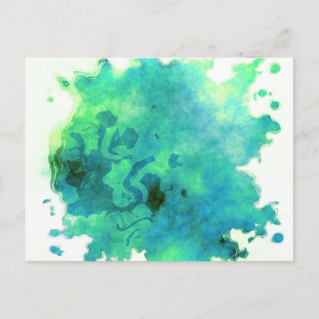 Watercolor Paint Splotches - Teal Postcard (Front)