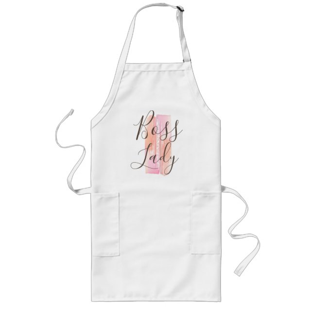 Watercolor Paint Strokes Boss Lady    Long Apron (Front)