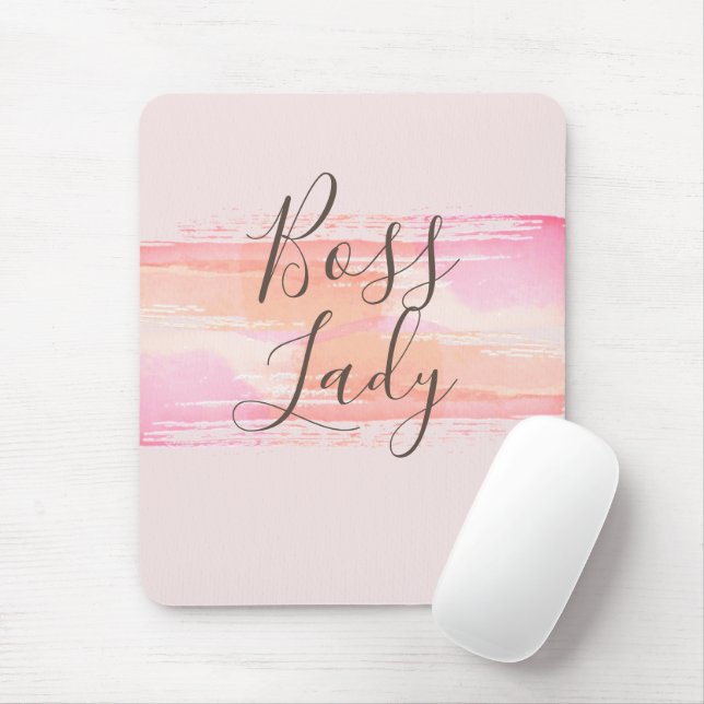 Watercolor Paint Strokes Boss Lady Mouse Mat (With Mouse)