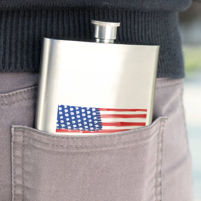 Watercolor painted American flag  Hip Flask (In Situ)