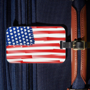 Watercolor painted American flag  Luggage Tag