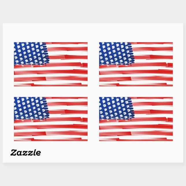 Watercolor painted American flag  Rectangular Sticker (Sheet)