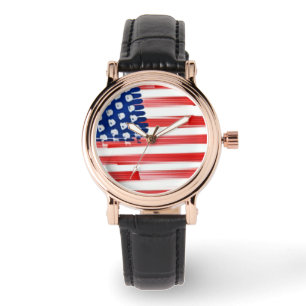 Watercolor painted American flag  Watch