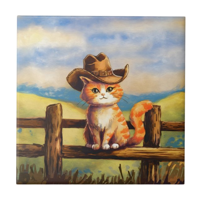 Watercolor Painted Cat Dad Tile (Front)