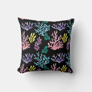 Watercolor painted corals seamless pattern cushion