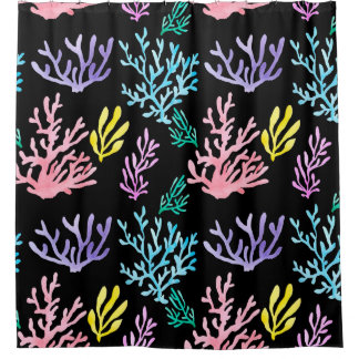 Watercolor painted corals seamless pattern shower curtain