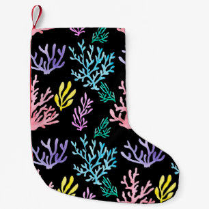 Watercolor painted corals seamless pattern small christmas stocking