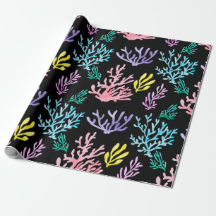 Watercolor painted corals seamless pattern wrapping paper