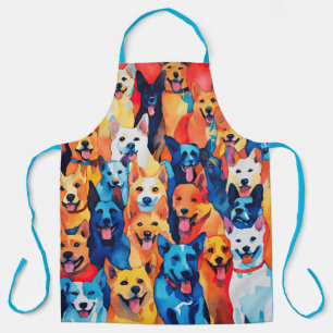 Watercolor Painted Dog Collage Apron