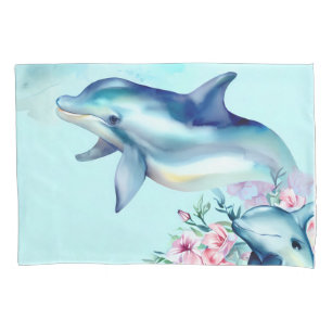 Watercolor Painted Dolphin Pillowcase