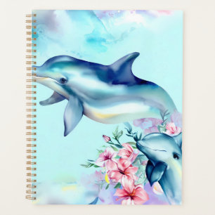 Watercolor Painted Dolphin Planner