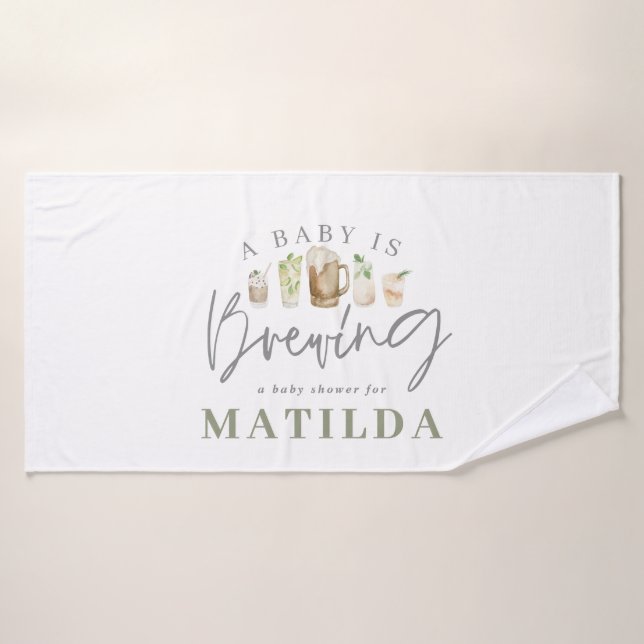 watercolor painted drinks baby shower bath towel (Bath Towel)