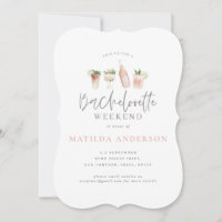 watercolor painted drinks bachelorette weekend