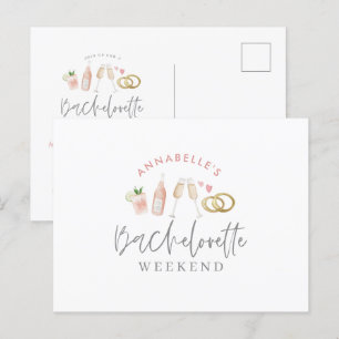 watercolor painted drinks bachelorette weekend inv invitation postcard