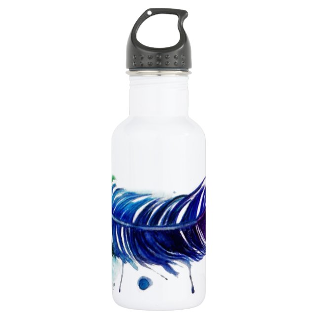 Watercolor Painted Feather 532 Ml Water Bottle (Front)