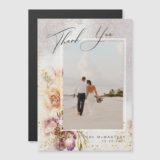 Watercolor Painted Floral Canvas Wedding  Thank Yo (Front/Back)