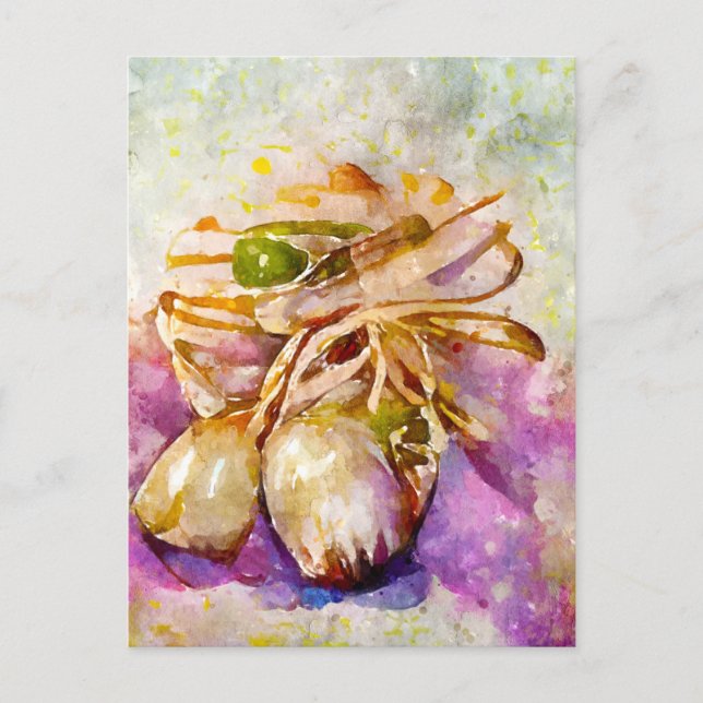 watercolor. painted garlic. garlic postcard (Front)