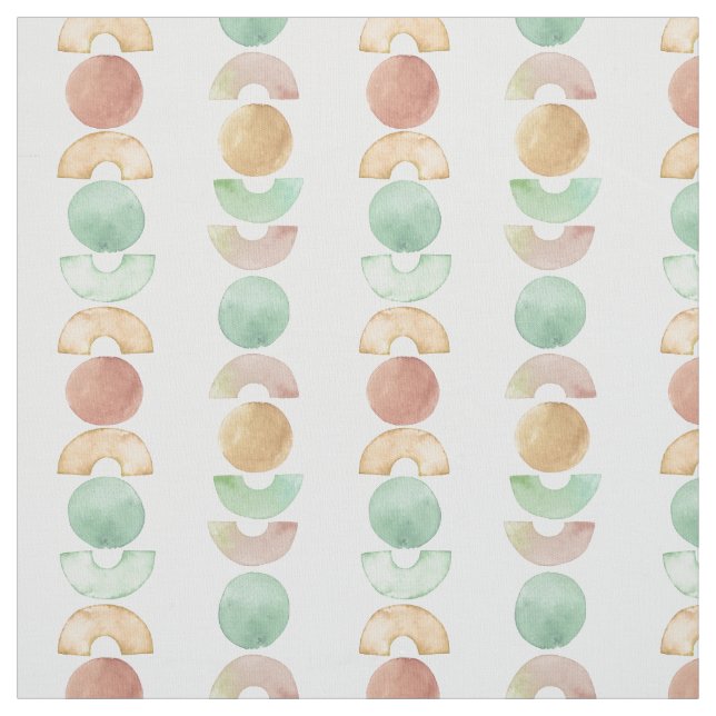 Watercolor painted geo shapes design fabric (Swatch)