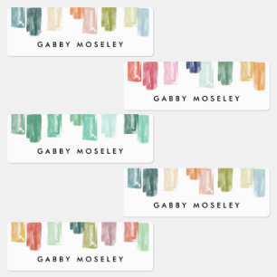 Watercolor Painted Jewels Personalised Name Labels