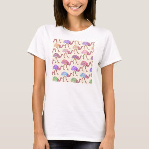 Watercolor Painted Ostrich Pattern T-Shirt