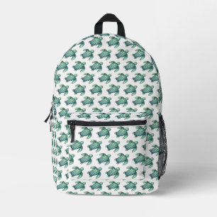 watercolor painted sea turtle cartoon blue green printed backpack