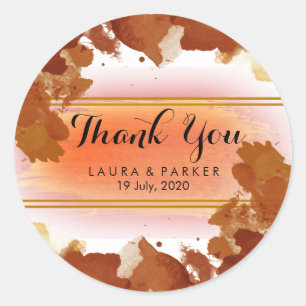 Watercolor Painted Thank You Wedding Artist Classic Round Sticker