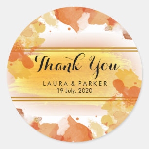 Watercolor Painted Thank You Wedding Artist Classic Round Sticker