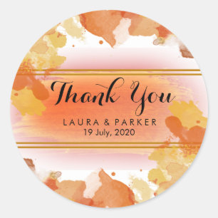 Watercolor Painted Thank You Wedding Artist Classic Round Sticker